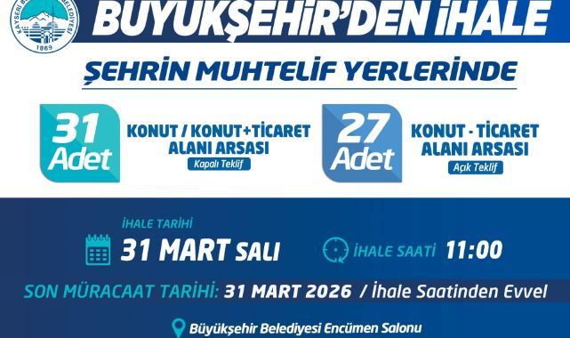 Kayseri Büyükşehir 58 adet arsa satacak