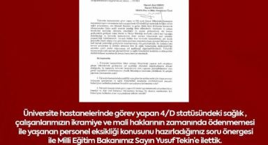 MHP’li Ersoy, üniversite hastanelerindeki mali sorunları TBMM gündemine taşıdı