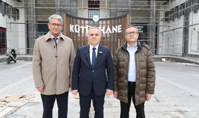 Rektör Prof. Dr. Altun, yenileme çalışması devam eden kütüphane binasını inceledi