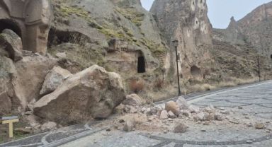 Soğanlı Vadisi’nde kaya koptu bölgede güvenlik önlemleri artırıldı