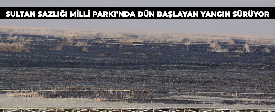 Sultan Sazlığı Milli Parkı’nda dün başlayan yangın sürüyor