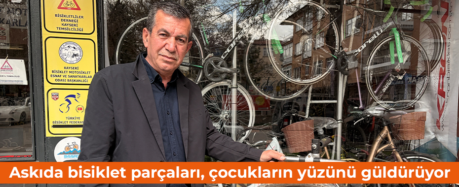Askıda bisiklet parçaları, çocukların yüzünü güldürüyor