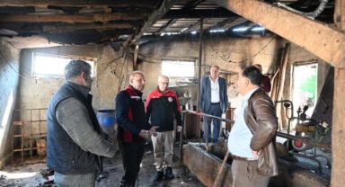 Tarım İl Müdürü Saklav’dan hayvanları yangında telef olan besiciye ziyaret
