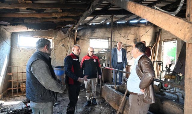Tarım İl Müdürü Saklav’dan hayvanları yangında telef olan besiciye ziyaret